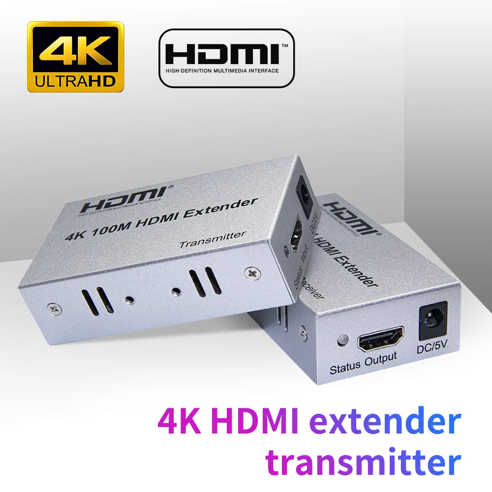 Сетевой удлинитель 4K 100 м HDMI по cat5e/6 RJ45 1080P UTP POE с ИК-управлением и контуром |