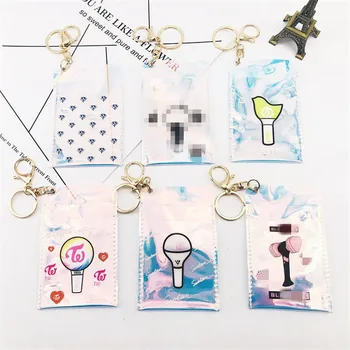 

1 Pcs Bangtan Boys Blackpink GOT7 EXO Card Laser Card Holder Keychain Transparent ID Bank Card Case Business Credit Passport Bag