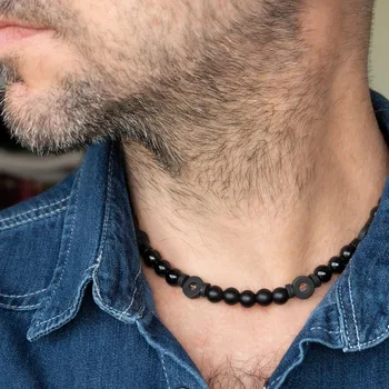 Men's Beaded Necklace - Men's Necklace - Men's Choker Necklace - Men's Jewelry