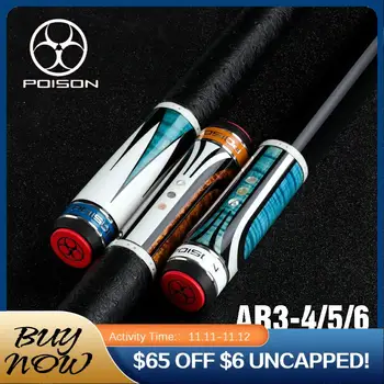 

Original POISON AR Series Pool Cue 13mm Poison Tip UNI-LOC Bullet Joint Butt Inlaid Shell Billiards Unique Patten Design Black 8