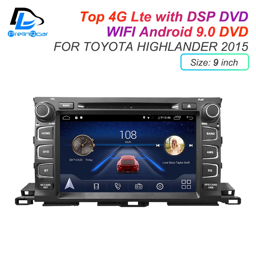 Android9.0 DSP сабвуфер 4G Lte мультимедийный dvd-плеер для toyota Highlander подголовник монитор Радио Стерео навигационная система