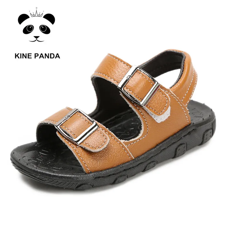 KINE PANDA летние маленькие детские сандалии для мальчика сандалии для мальчиков натуральная кожа мягкая детская обувь дышащая