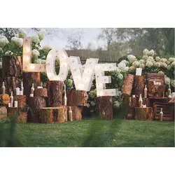 Романтический сад свадебные фотографии фон напечатанные белые цветы, цветения деревянные пиры свечи любовь тема вечерние фото фон