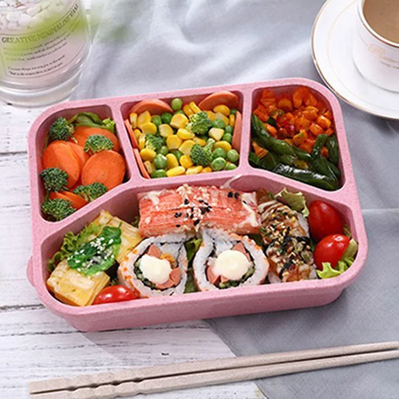 Лимит 100 Горячая Пшеница микроволновая печь Bento Ланч-бокс для пикника суши Фрукты Еда Ящики для хранения контейнеров Чехол Контейнер Органайзер