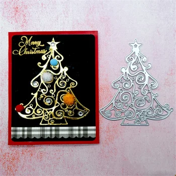 

Kokorosa Christmas Tree Dies for Card Making Merry Christmas Metal Cutting Dies Scrapbooking Craft Dies Stencil Die Cut
