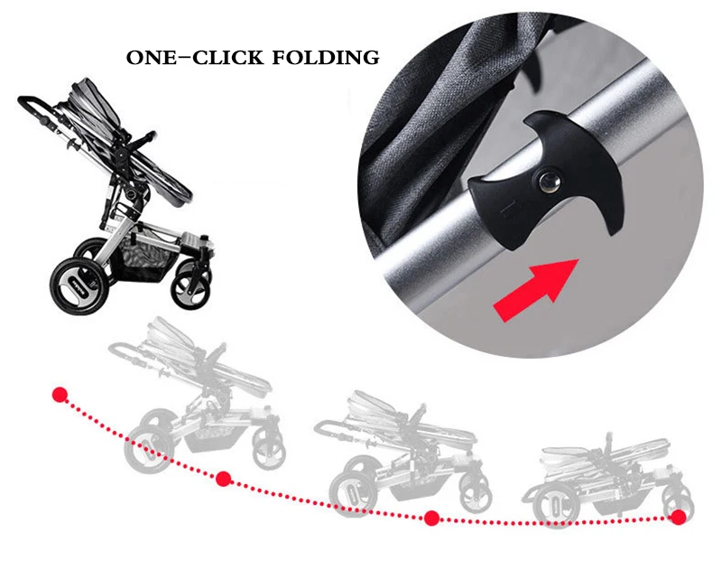 Детская коляска может лежать в сложенном виде, двусторонняя, ударная, четыре колеса, многофункциональная детская коляска, детская коляска