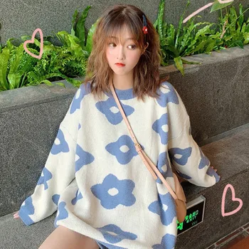 

Autumn Sweater For Women Printed Floral Knitted Winter Women Sweater Pullover Female Tricot Jersey Jumper Pull Femme Top