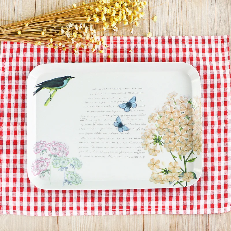 Tea Trays Floral Dessert Tray Coffee Teaware Serving Trays Kitchen Cups Set Tray Anti Shock Fruit Plate Dessert Fruit Tray