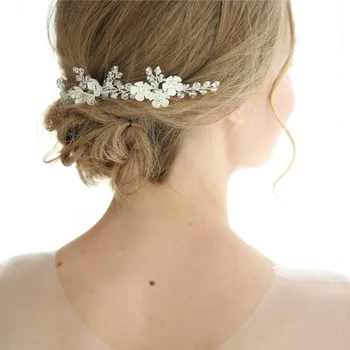 

NPASON Silver Crystal Wedding Hair Pins Set Flower Bridal Hair Accessories Fashion Women Headpiece Jewelry