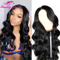 Transparent Body Wave Lace Part Wig Brazilian Huma Hair Wigs For Black Woman Body Wave T Part Wig Remy Hair 150 Density