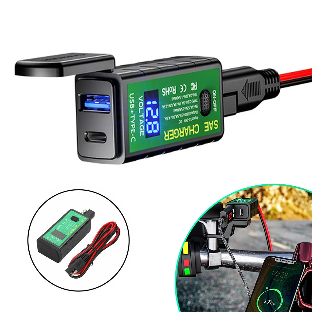 Быстрое зарядное устройство USB SAE на для мотоцикла адаптер с C 18 Вт PD QC3.0 Быстрая