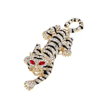

WEIMANJINGDIAN New Arrival Gold Color Plated Alloy Crystal Tiger Brooches