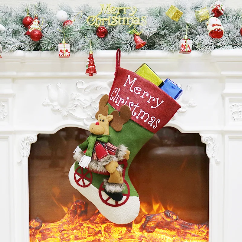 Рождественские носки держатели для подарков украшения мешок Санты носки Рождественский камин Подарочная сумка дропшиппинг рождественские чулки подарки ткань - Цвет: Reindeer