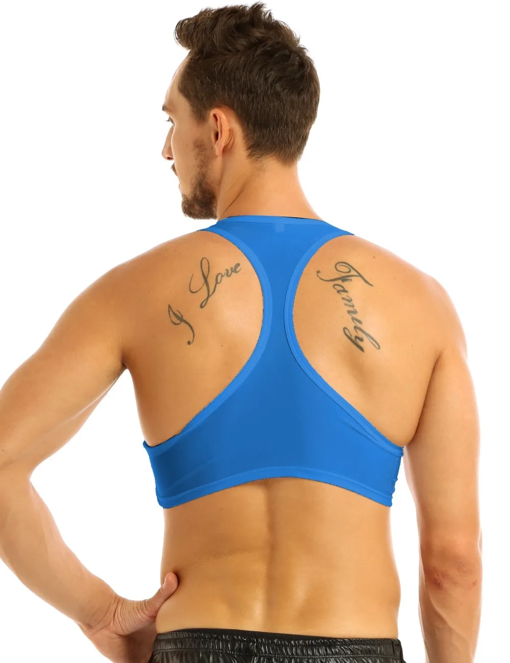 Мужская экзотическая майка без рукавов Y Back Muscle Half Tank top, майка, футболки, Клубная одежда, сценический костюм, сексуальное нижнее белье, топы