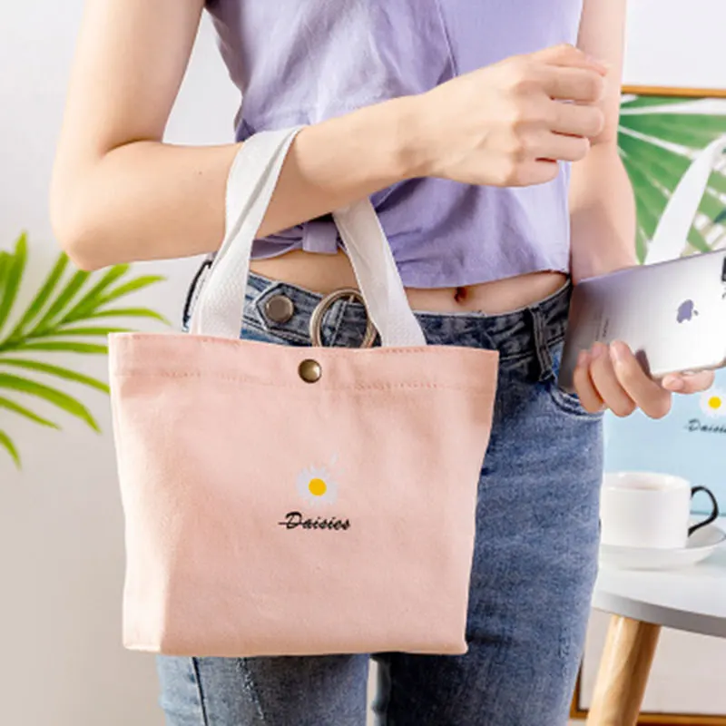 

Women Canvas Shopping Bag Flower Letters Print Female Cotton Cloth Shoulder Bag Eco Handbag Tote Reusable Grocery Shopper Bags