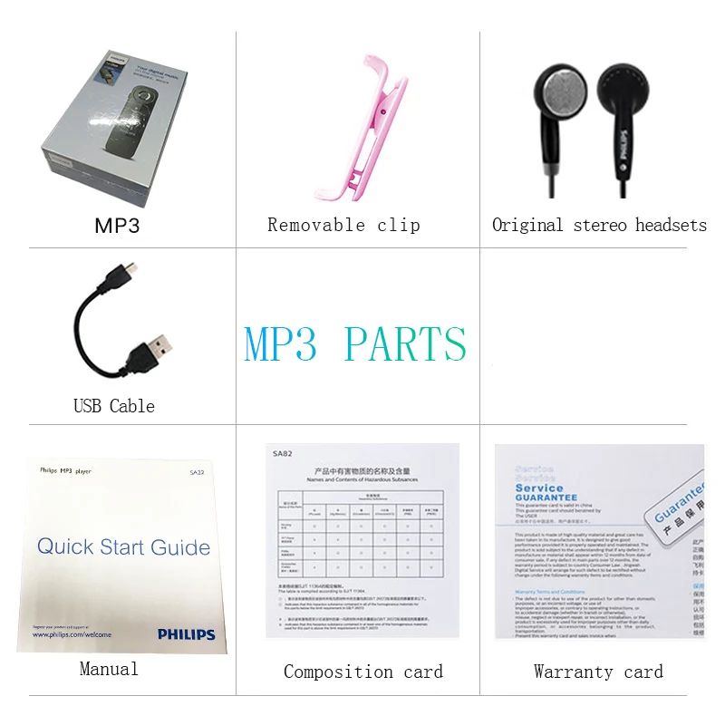 PHILIPS SA1208 Спортивная 8 Гб музыкальный плеер с экраном мини клип цифровой MP3 радио FM