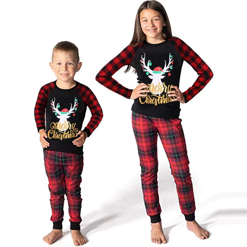 Семейные рождественские пижамы Новинка 2020 года Хлопковые Пижамы для детей