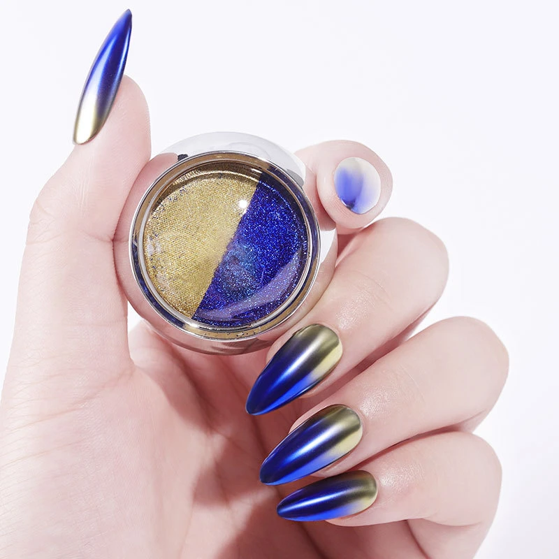 

Nail Glitter Laser Powder Two-color Gradient Mirror Effect Nail Art Sequin Hologram Nails Decoration Titanium Powder T0773