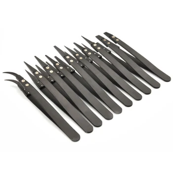 

Pro Precision Tweezers Set 10 PCS Anti-Static Anticorrosion Stainless Steel Tweezers Kit Used for Eyelash Extension Work