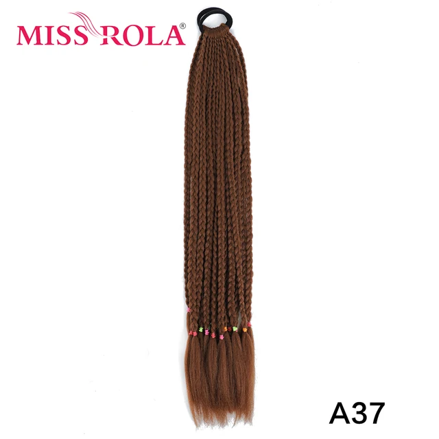 Synthetic Chignon Hair 60cm Hair Color Gradient Dirty Braided Ponytail Women Elastic Hair Rubber Band Hair Accessories Headband A37