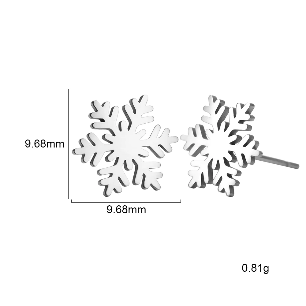 My shape серебряные серьги-гвоздики со снежинками из нержавеющей стали маленький золотого цвета милые женские серьги ювелирные изделия подарок для девочки - Окраска металла: Silver