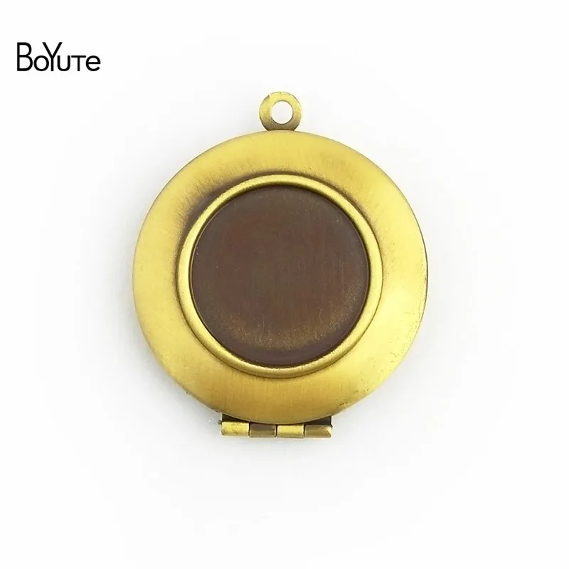 BoYuTe 10Pcs 7 Colors Plated Metal Copper Round 16MM Cabochon Locket Classic Design Plain Photo Locket Pendant Diy (1)