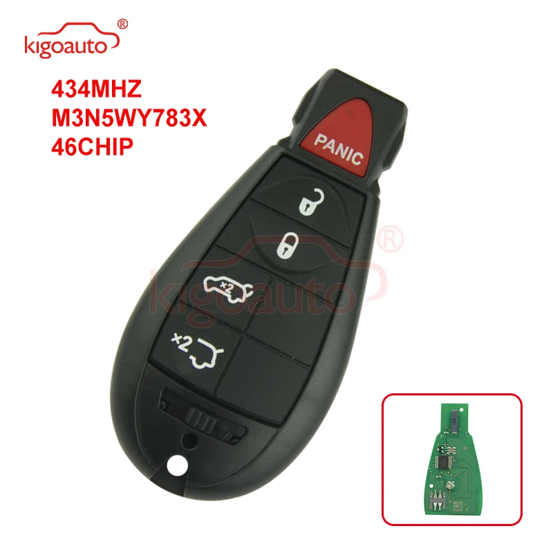 

Kigoauto #6 M3N5WY783X 4+1 button 434mhz key fob Fobik for Chrysler Dodge Grand Caravan Jeep Grand Cherokee 2008 - 2012