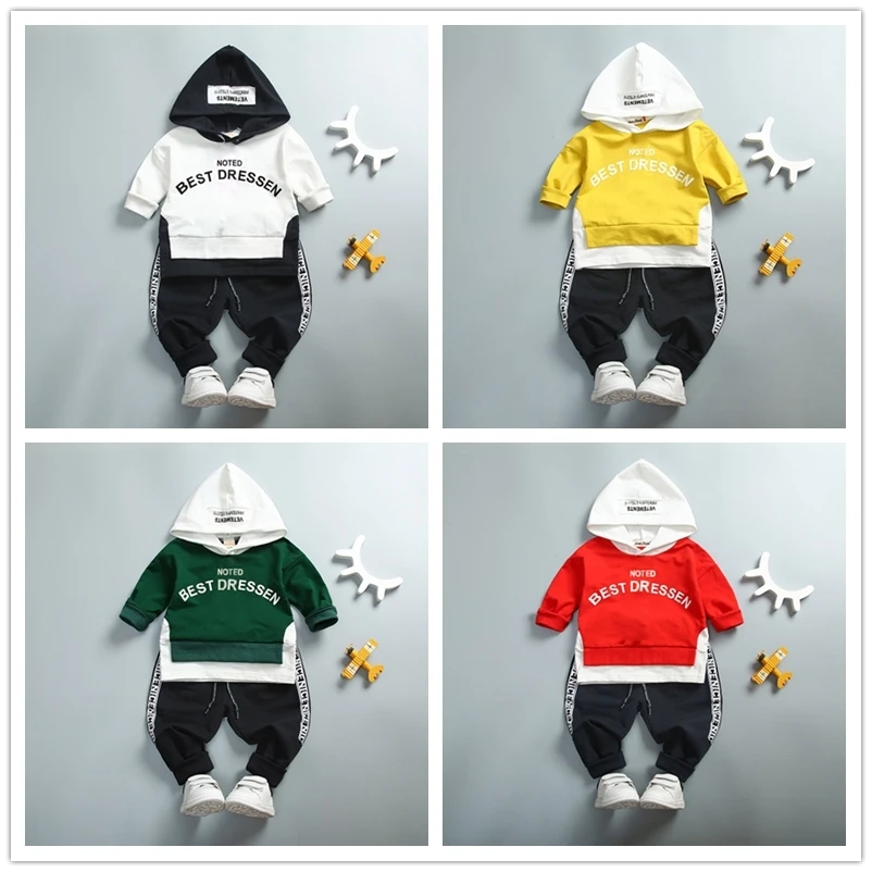 Spring Autumn Children Cotton Clothing Suit Baby Boys Girls Clothes Kids Sport Hoodies Pants 2Pcs/Sets Fahion Toddler Tracksuits