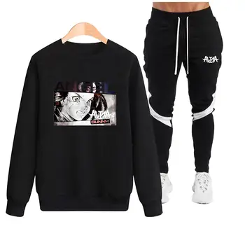

Youth Anime Hip Hop Angel Sweatshirt 2020 New Men's Hoodie Fashion Sportswear Lining Thickened Sweatshirt + Pants Sportswear Set