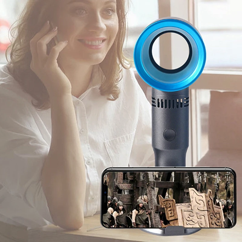Горячее предложение!-1 шт. Usb перезаряжаемая Съемная База Портативный мини ручной Leafless вентилятор и 1 шт. ручной Bladeless вентилятор, Usb путешествия Прохладный