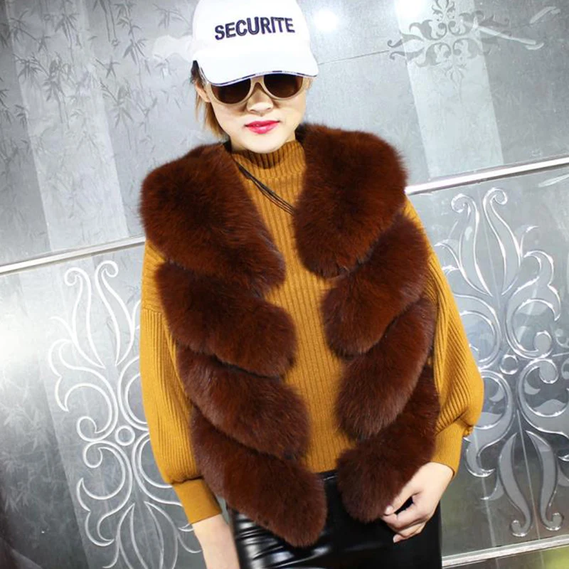 

Real Fox Fur Vest Women Clothes Plus Size Luxury Autumn Winter Coat Vest Fashion Solid Color Thin Warm Elegant Casual Female
