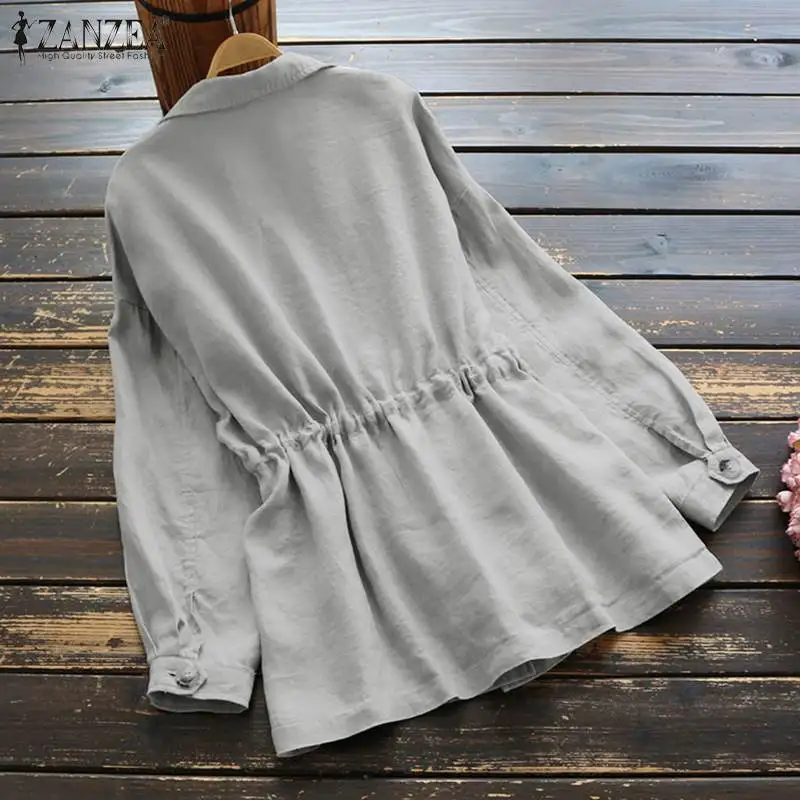 amazing  ZANZEA Women Thick Coats Jackets 2019 Autumn Winter Casual Long Sleeve Outwear Ladies Solid Strappy