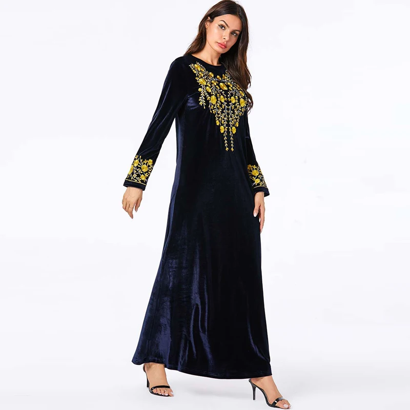 Теплое вельветовое платье Кафтан Abaya в Дубае скромное модное женское