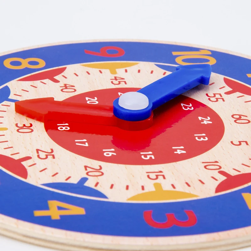 Children Montessori Wooden Clock Toys Hour Minute Second Cognition Colorful Clocks Teaching Aids for Kids Preschool Children 4