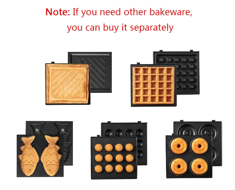 Description Picture 2 of itemDMWD Household Multifunctional Electric Breakfast Waffle Maker Automatic Sandwich Bread Toaster Ham Meat Grill Pan 220V