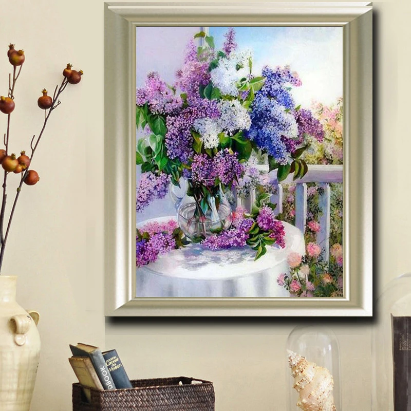 5D DIY Алмазная картина фиолетовая ваза с лавандой набор вышивки крестом Стразы для вышивки дома Декор подарок