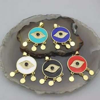 

25*25mm 10pcs/lot Fashion enamel/cz eyes pendant,delicate zircon micro pave charm,earring/necklace jewelry popular accessories