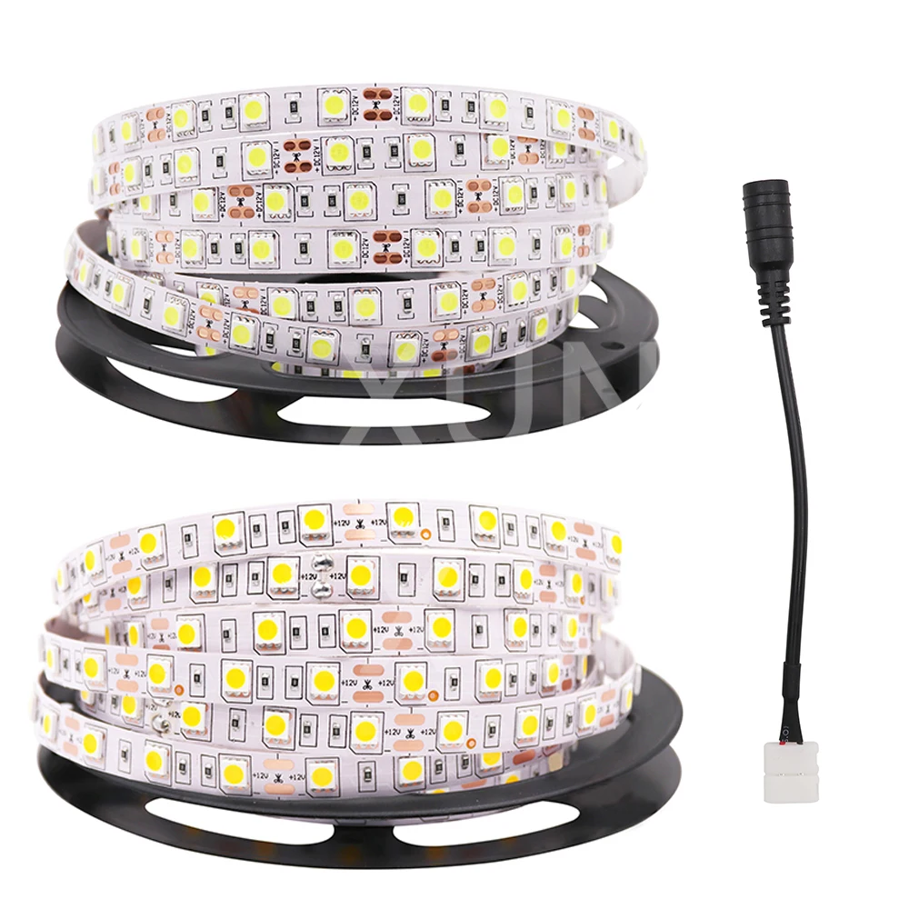 1 м 2 3 4 5 12 В светодиодная полосветильник освещения SMD 5050 60 светодиодов/м гибкая