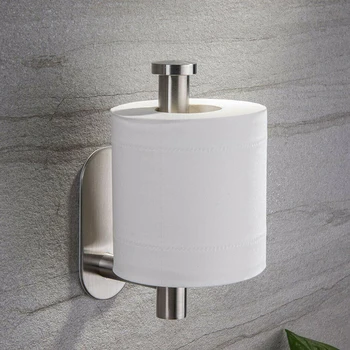 

Minimalist Stainless Steel Paper Towel Rack Toilet Roll Holder Shelf Adhesive No Drilling Toilet Tissue Holder Bathroom Supplies