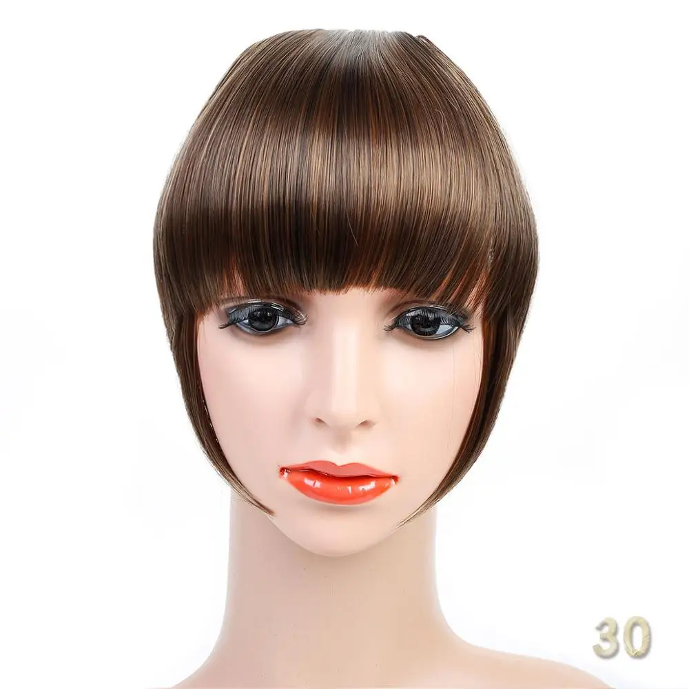 WTB черный коричневый блонд поддельная пристегиваемая челка в наращивание волос с челкой Высокая температура Синтетический зажим на челке тупые волосы - Цвет: 2m30