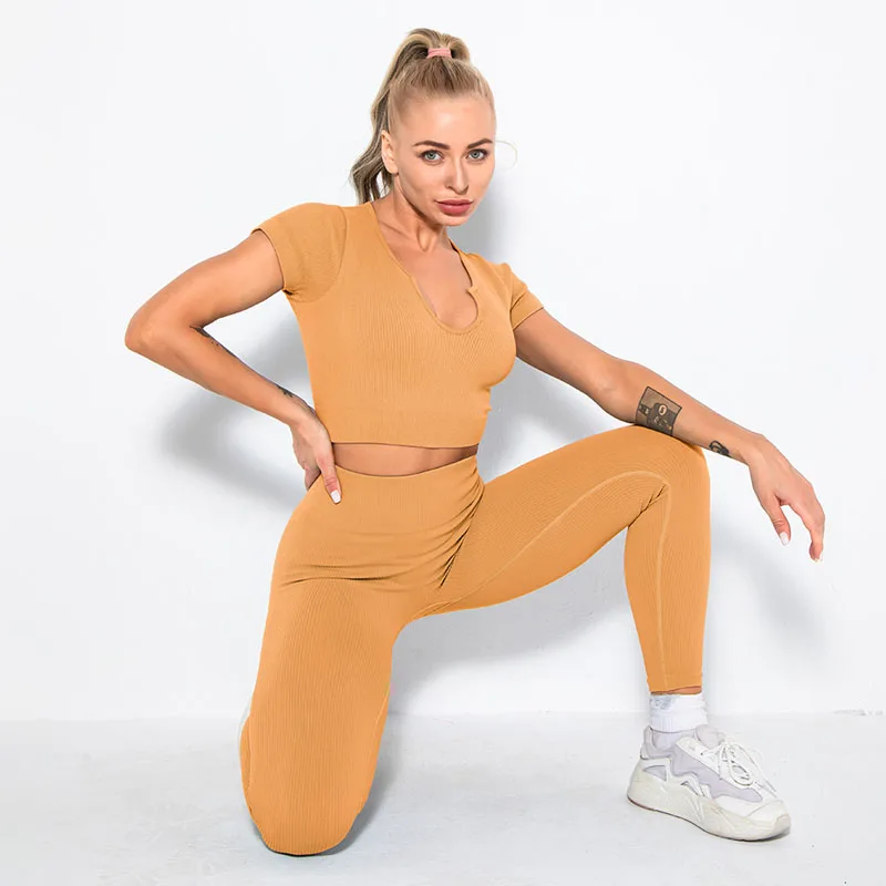 2/4/6PCS Seamless Women Yoga Set Workout Sportswear Fitness Bra Sport Pants Gym Clothing High Waist Leggings Shorts Sports Suits