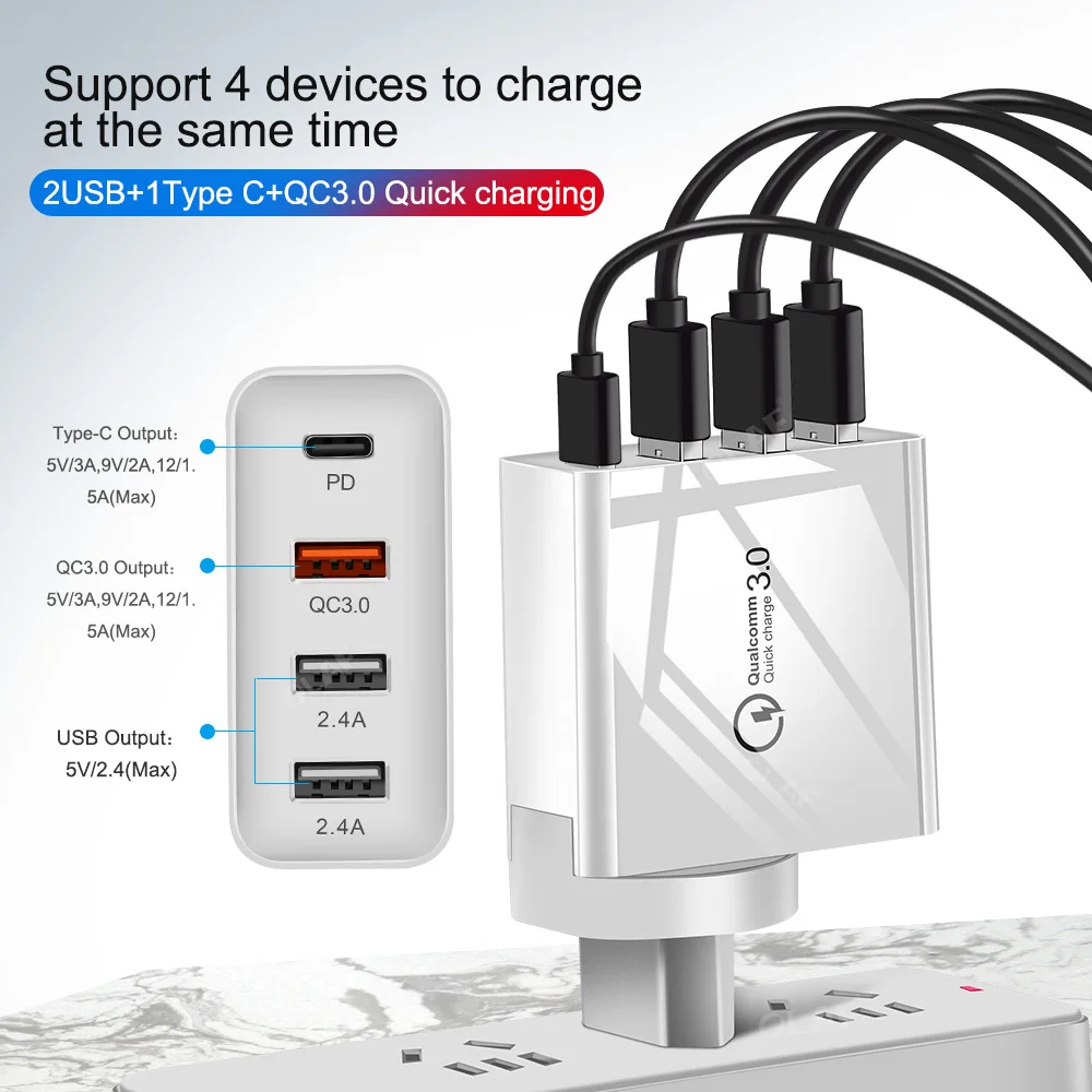 Олаф Quick Charge 3,0 зарядное устройство usb multi для iPhone X Xiaomi samsung S9 huawei QC4.0 QC3.0 QC C PD для быстрого настенного мобильный телефон Зарядное устройство