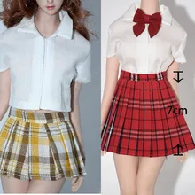 

1/6 Scale Female Solider Uniform High Waist A-Line Plaid Skirt Sexy Jk Uniforms White Short For 12'' Action Figure Body