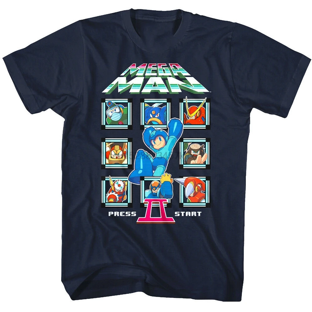 Megaman 2 Character Select Maglietta Da Uomo Rokkuman Player Crew Retro Gamer Plus Size Tee Shirt