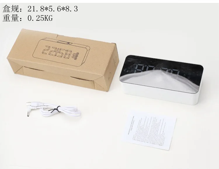 High-definition Mirror Alarm Clock Multi-functional Mirror with Numbers Alarm Clock Mute LED Mirror Clock Makeup Mirror 6612 13