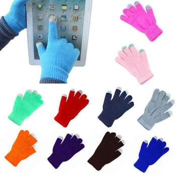 

Full Finger Elegant 1 Pair Fashion Gloves Warm Touch Screen Fleece Gloves Kint Autumn Winter Women Gloves