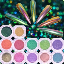 Купить 3 отправить 1 зеркальный ногтевой порошок Радужный Маникюр 12 цветов женский инструмент для макияжа ногтей лазерный Павлин Маникюр женский инструмент для ухода за ногтями