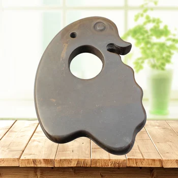 

wholesale & retail 5A grade Original Si Bin Bian-stone massage guasha plate magic facial beauty kit duck shape 75x8mm