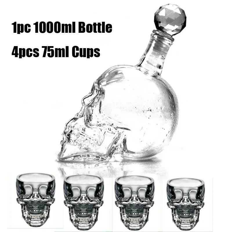 Хрустальный стеклянный набор с черепом, стакан для виски, вина, кристалл, 1000 мл, бутылка, графин, 75 мл, чашка, прозрачный бокал для вина, бокал es, чашки