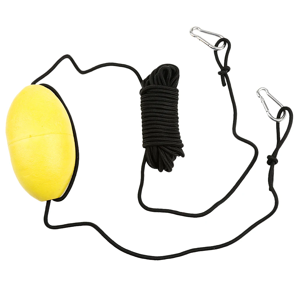 Fluo Yellow Swim Bubble Safety Buoy Float with Orange Kayak Anchor Throw Tow Rope Line Water Swim Buoy